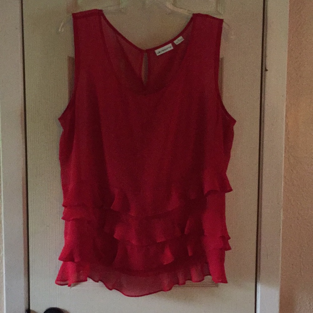 Red ruffled top
